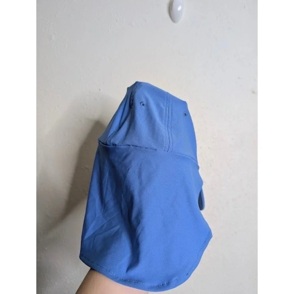 Coolibar‎ Kids Surf UPF 50+ Sun Protection Cap S/M Neck Flap Blue Adjustable Hat